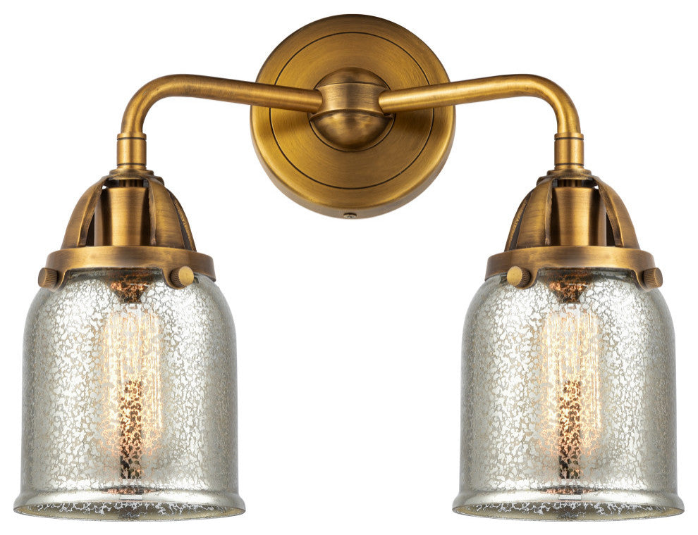 Small Bell Bath Vanity Light, Brushed Brass, Silver Plated Mercury