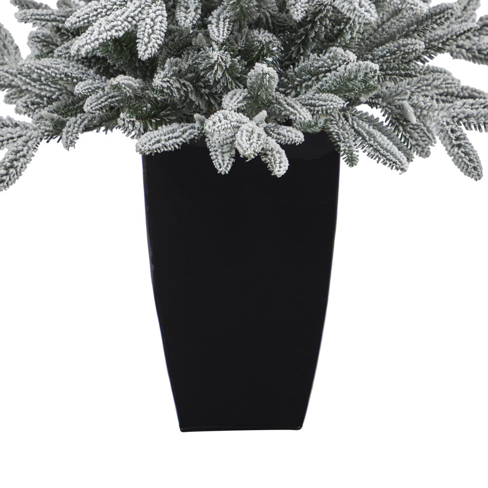 3.5' Flocked Manchester Spruce Faux Xmas Tree W/50 Lights & Bendable Branches