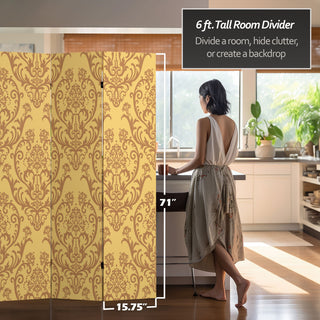 6' Tall Double Sided Damask Room Divider