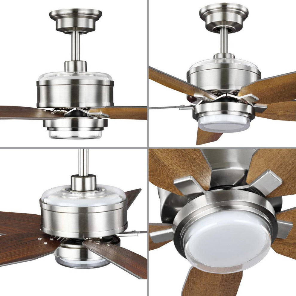 Byars 54" 5-Blade LED Indoor BN Ceiling Fan, Light Kit White Opal Shade