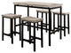 5-Piece Counter Height Table Set, Black and Gray