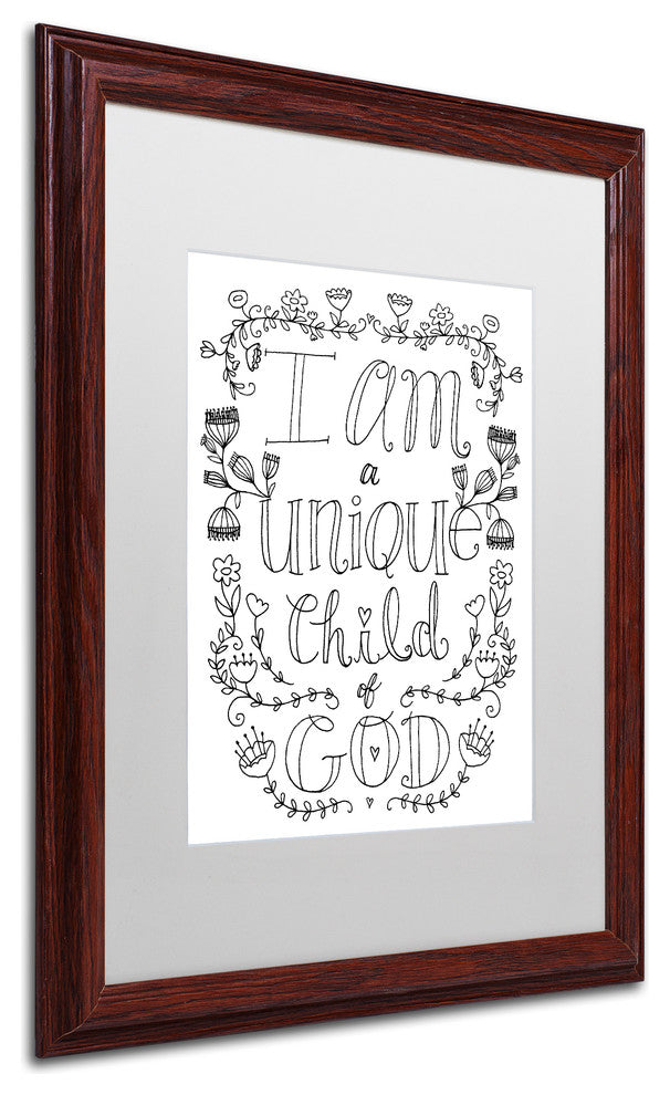 Elizabeth Caldwell 'Unique Child of God' Art, Wood Frame, White Mat, 16x20