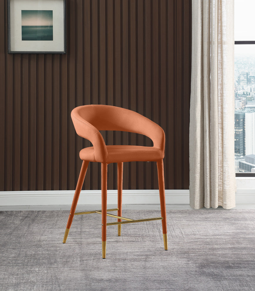 Destiny Counter Stool, Cognac, Velvet