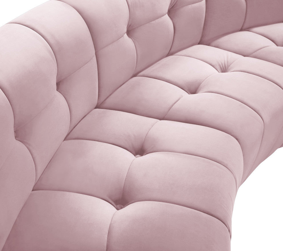 Limitless Velvet Upholstered 2-Piece Modular Sectional, Pink