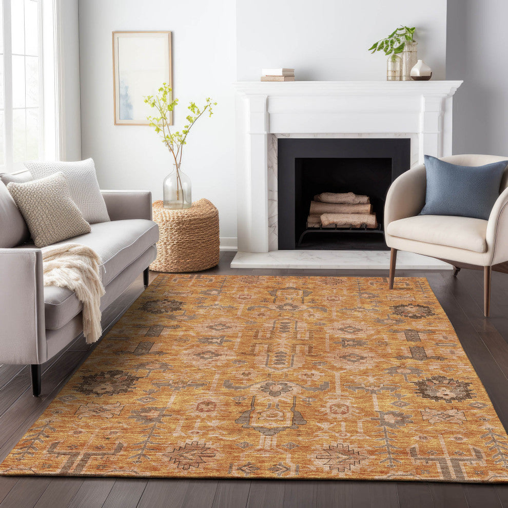 Premium Machine Washable Mayfield AMF697 Terracotta 5' x 7'6" Rug