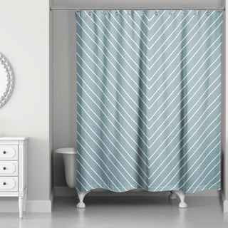 Blue Chevron 71x74 Shower Curtain