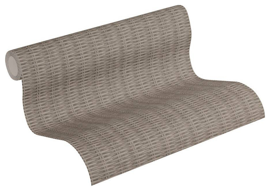 Cottage Textured Wallpaper Featuring Woven Wood, 373934