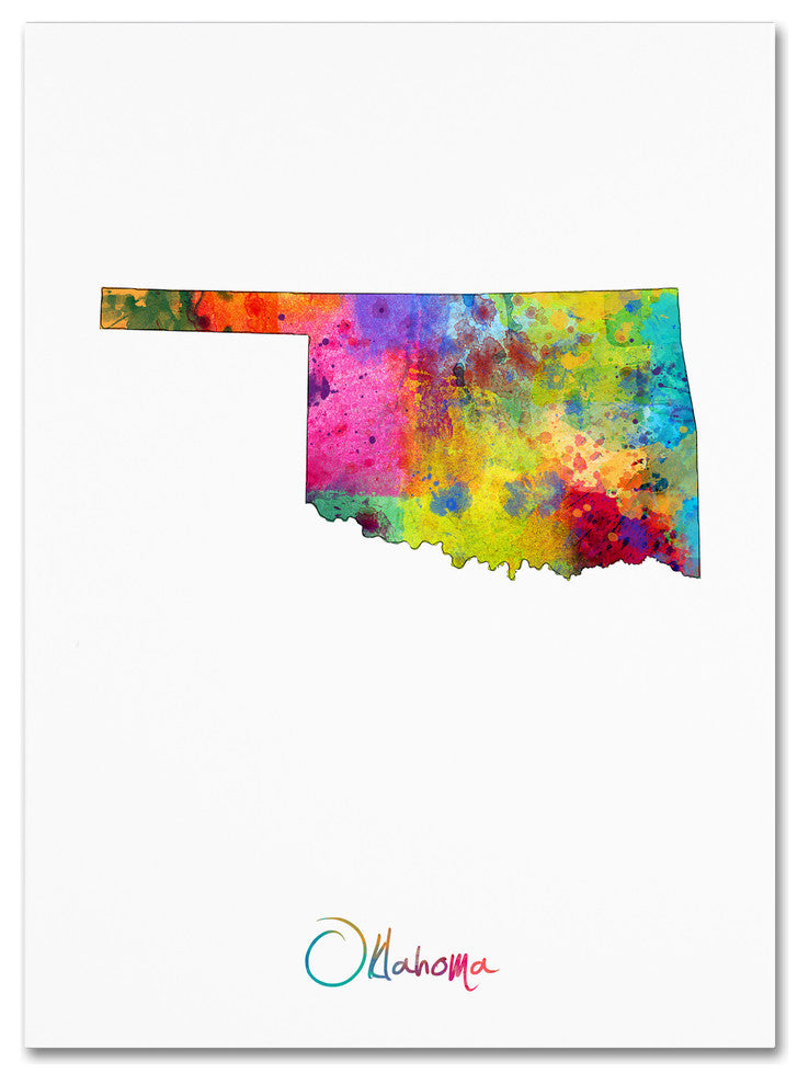 "Oklahoma Map" Canvas Art by Michael Tompsett