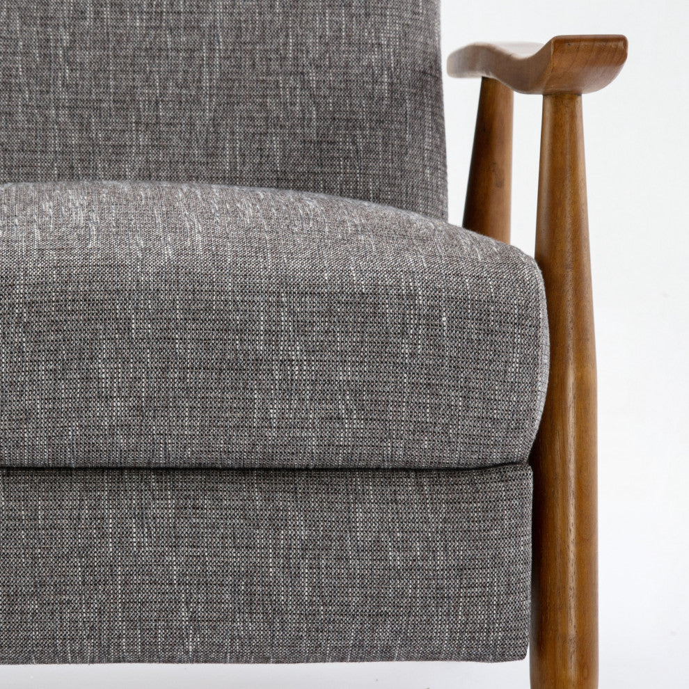 Terni Wood Arm Push Back Recliner, Performance Fabric, Ashen Gray