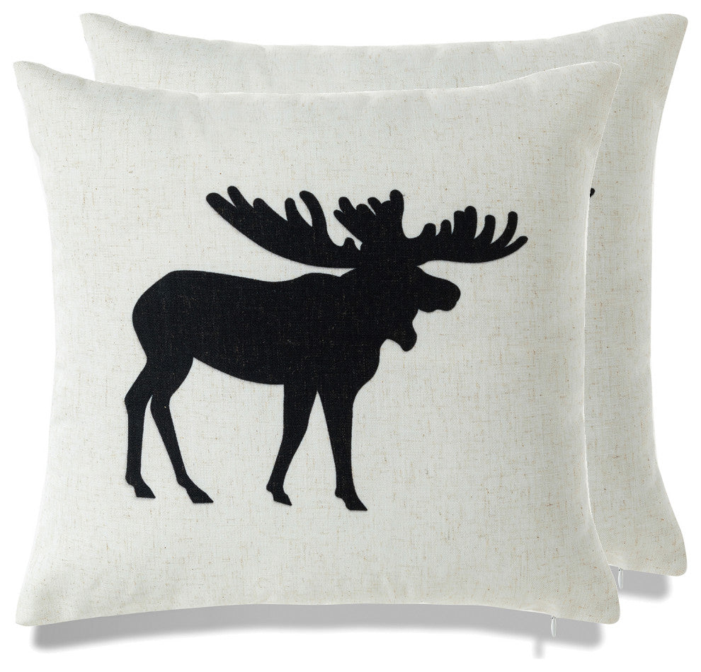 Cottage Icons Throw Pillow Set of 2, Moose