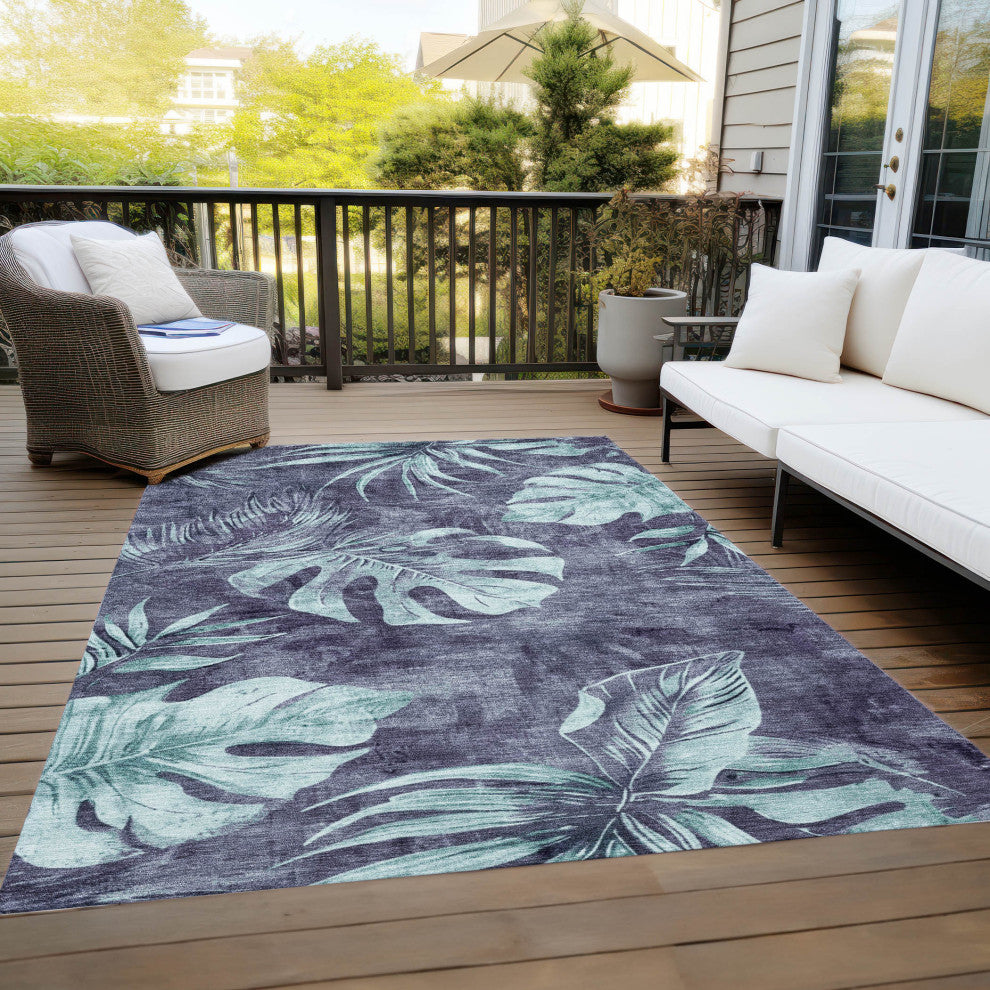 Machine Washable Indoor/Outdoor Chantille ACN1887 Blue 5' x 7'6" Rug