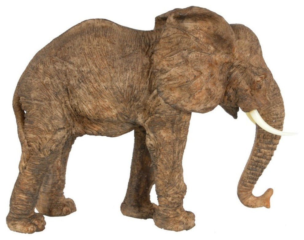 Polyresin Walking Elephant Accent, Brown