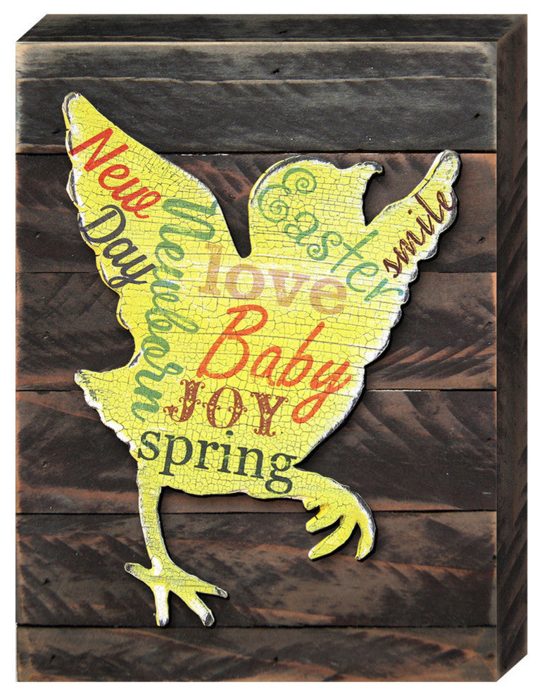 Baby Chick Easter Decorated Block Art