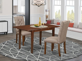 3Pc Dining Set, Butterfly Leaf Table, 2 Chairs, Mahogany