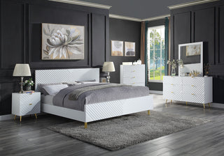 ACME Gaines Queen Bed, White High Gloss Finish