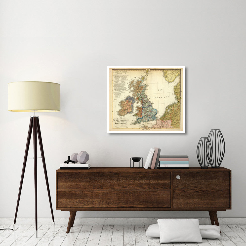 "Die Britischen Inseln: Volker und Sprachen, 1847" Paper Art, 38"x33"