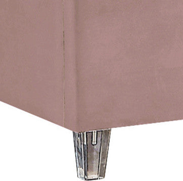 Candace Velvet Upholstered Bed, Pink, Twin