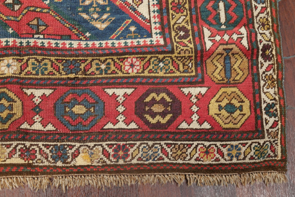 Consigned, Antique Hand-Knotted Oriental Traditional Russian Area Rug, 5'4"x4'1