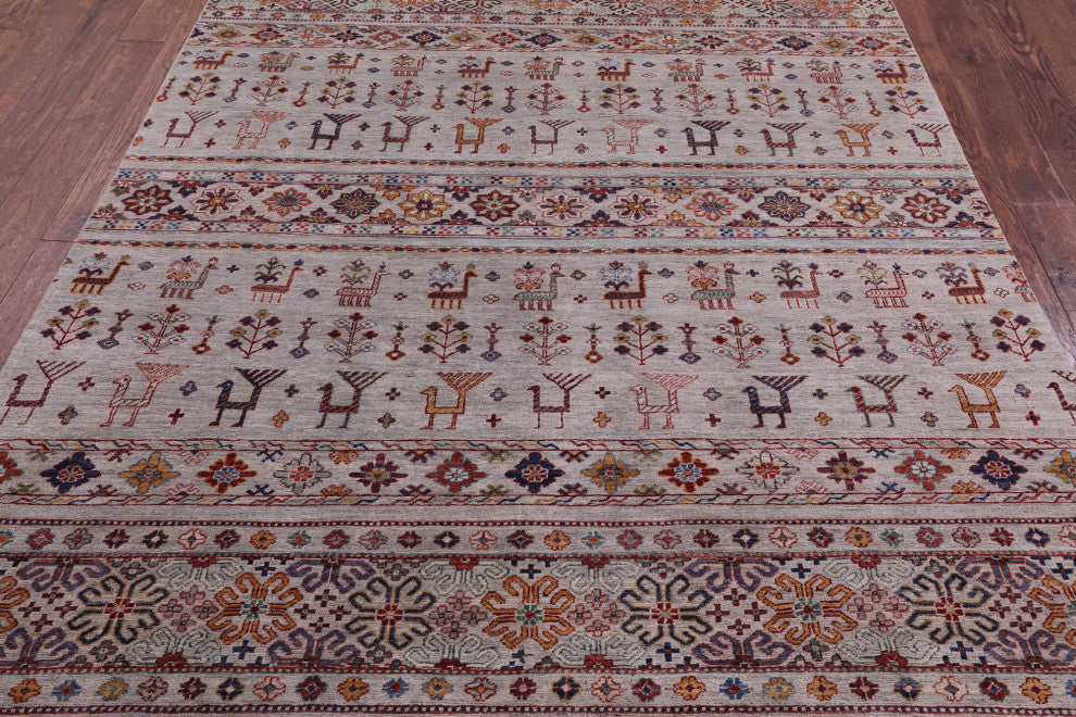 6' 3" X 9' 8" Persian Gabbeh Tribal Handmade Wool Rug Q11063
