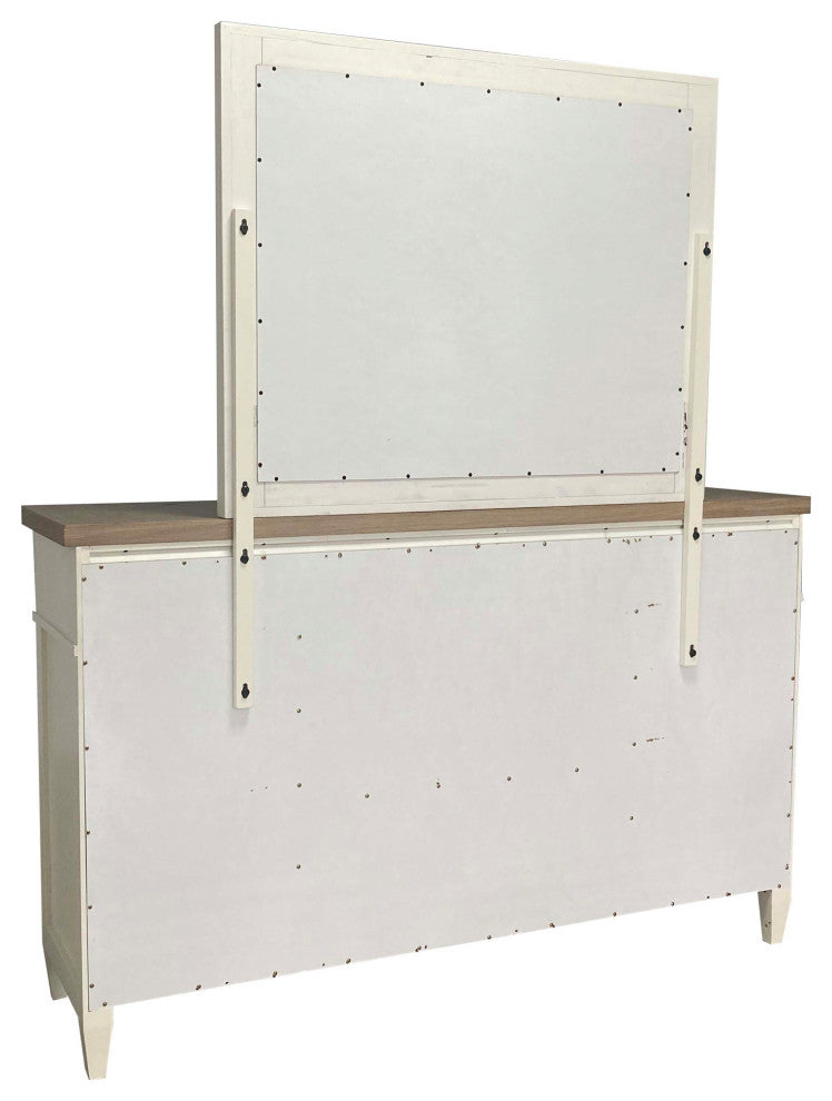 Queen Platform Bed With Dresser and Mirror, Queen