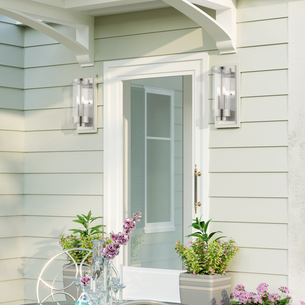 Livex Lighting Hillcrest 2 Light Brushed Nickel Outdoor Wall Lantern
