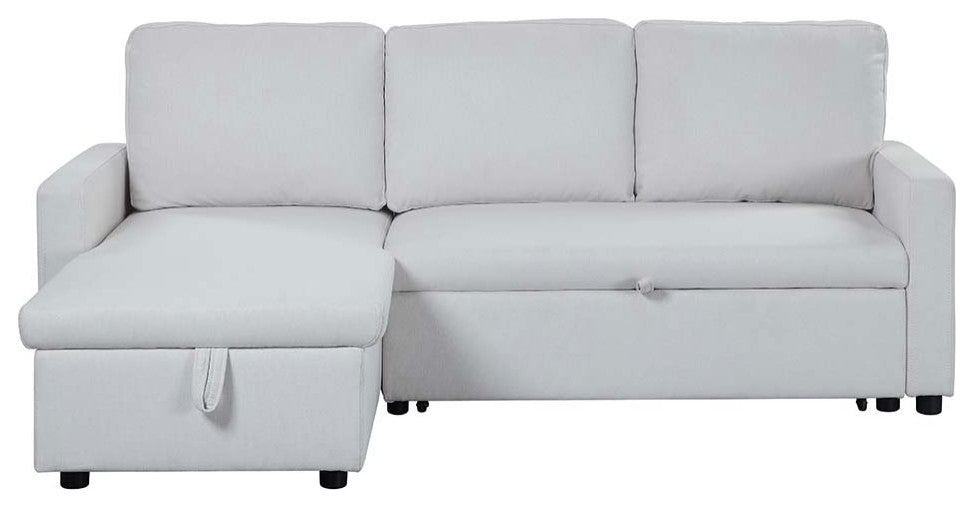 Acme Hiltons Sleeper Sectional Sofa With Storage White Fabric