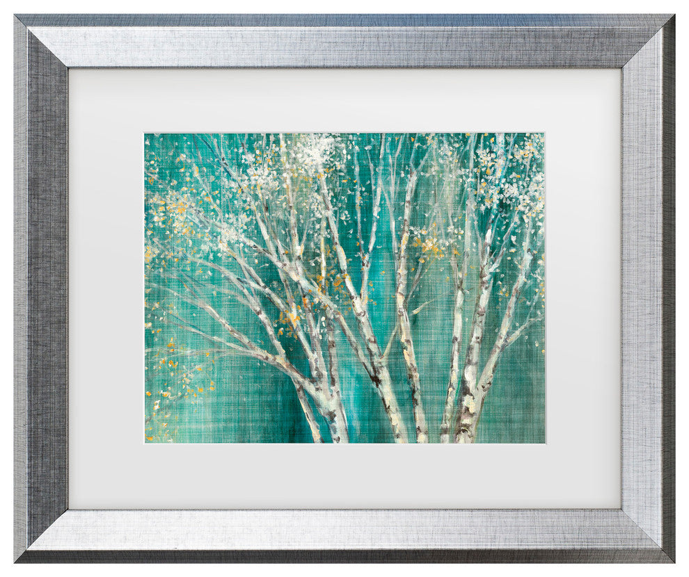 Julia Purinton 'Blue Birch' Matted Framed Art