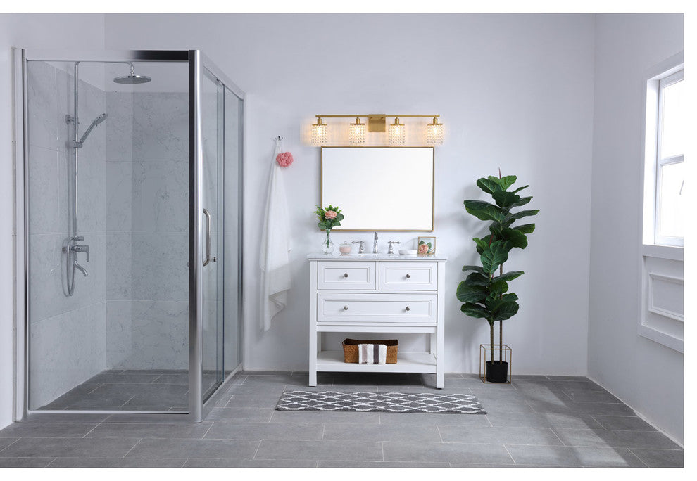 Phineas 4 Light Wall Sconce in Brass And Clear Crystals