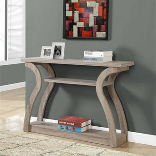 Pemberly Row 47" Three Tier Hall Console Accent Table in Dark Taupe