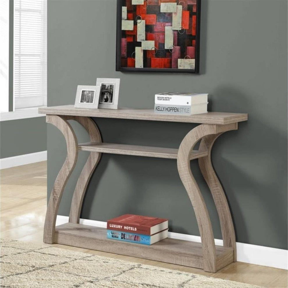 Pemberly Row 47" Three Tier Hall Console Accent Table in Dark Taupe