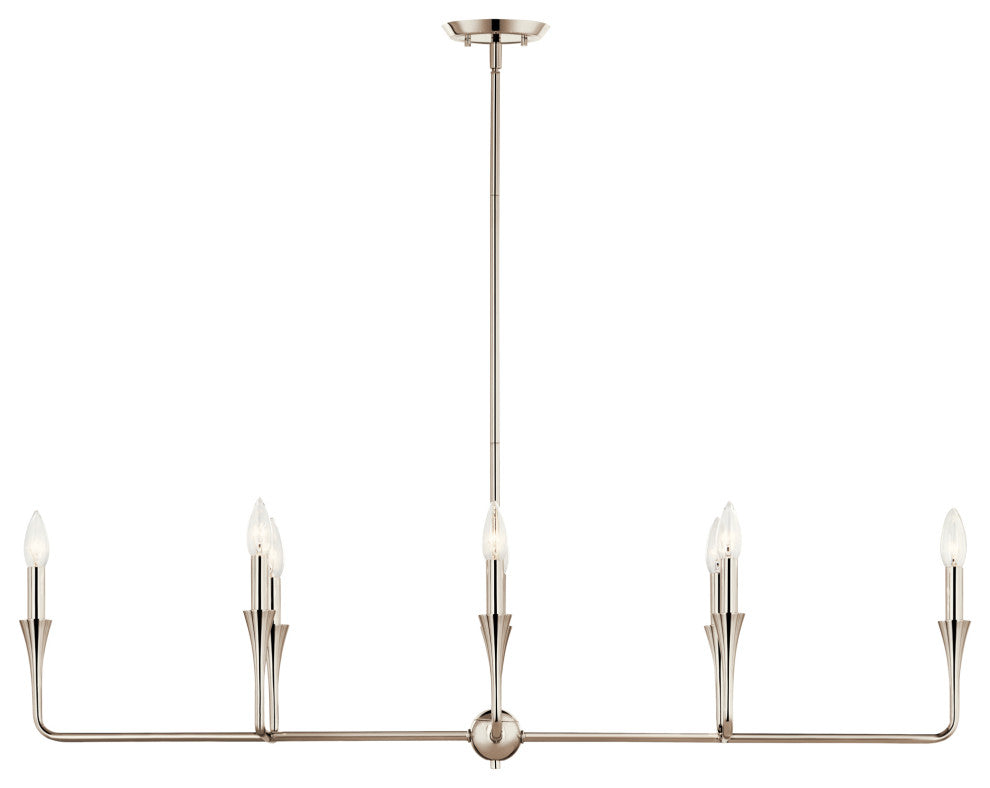 Alvaro 45.5" 8 Light Linear Chandelier, Polished Nickel, 8 Light