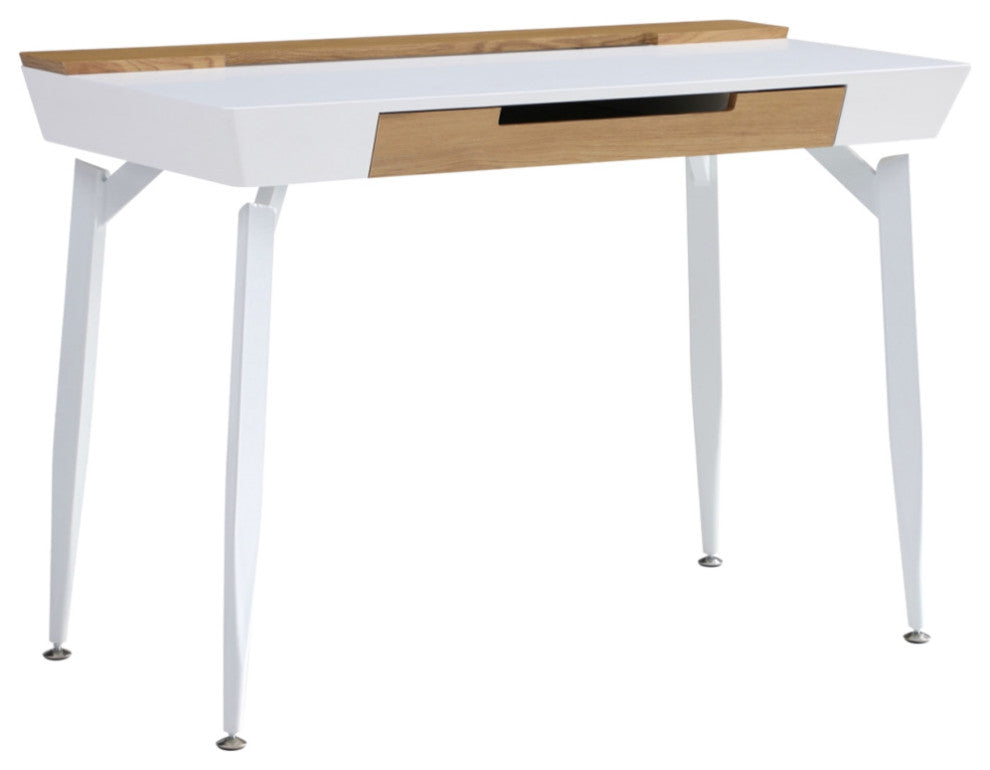 Loft Lyfe Arwen Desk, 3 Storage Drawers, Extra Storage on Top, White/Natural