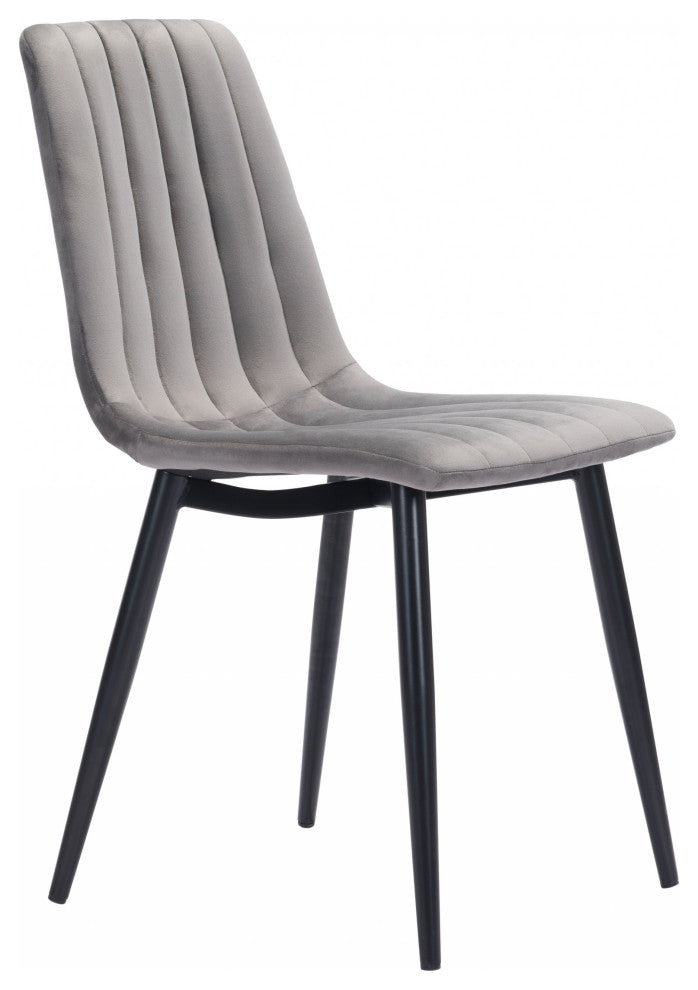Set of Two Gray Channel Scoop Dining Chairs