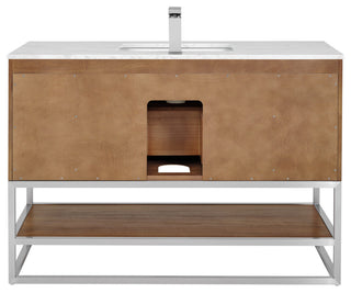 Terra Bathroom Vanity, Walnut/Brushed Nickel, 48", Marble Top