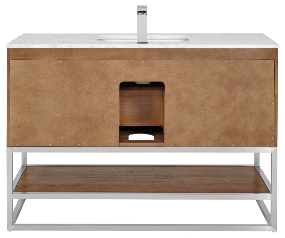 Terra Bathroom Vanity, Walnut/Brushed Nickel, 48", Marble Top