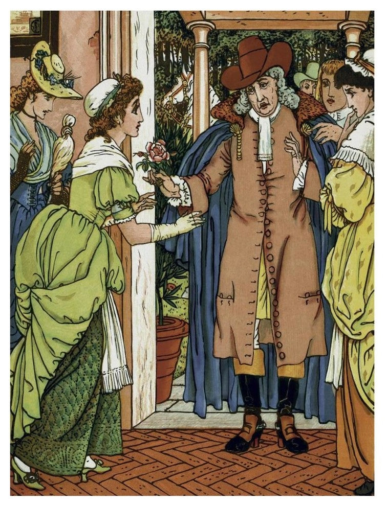 "Beauty and the Beast - Greetings" Digital Paper Print by Walter Crane, 32"x42"