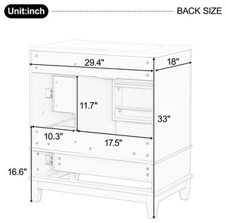 GDF Studio 30" Vanity With Ceramic Sink, Soft Close Door & Drawers, White