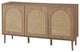 3-doors Modern Sideboard Cabinet With Rattan Design, Oak