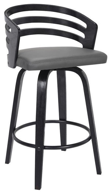 Jayden Contemporary 26" Counter Heightï¿½Swivel Barstool in Black Brush Wood Finis