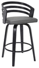 Jayden Contemporary 26" Counter Heightï¿½Swivel Barstool in Black Brush Wood Finis
