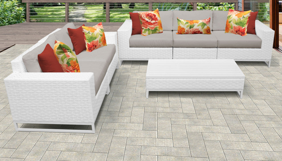 Miami 6 Piece Outdoor Wicker Patio Furniture Set 06i