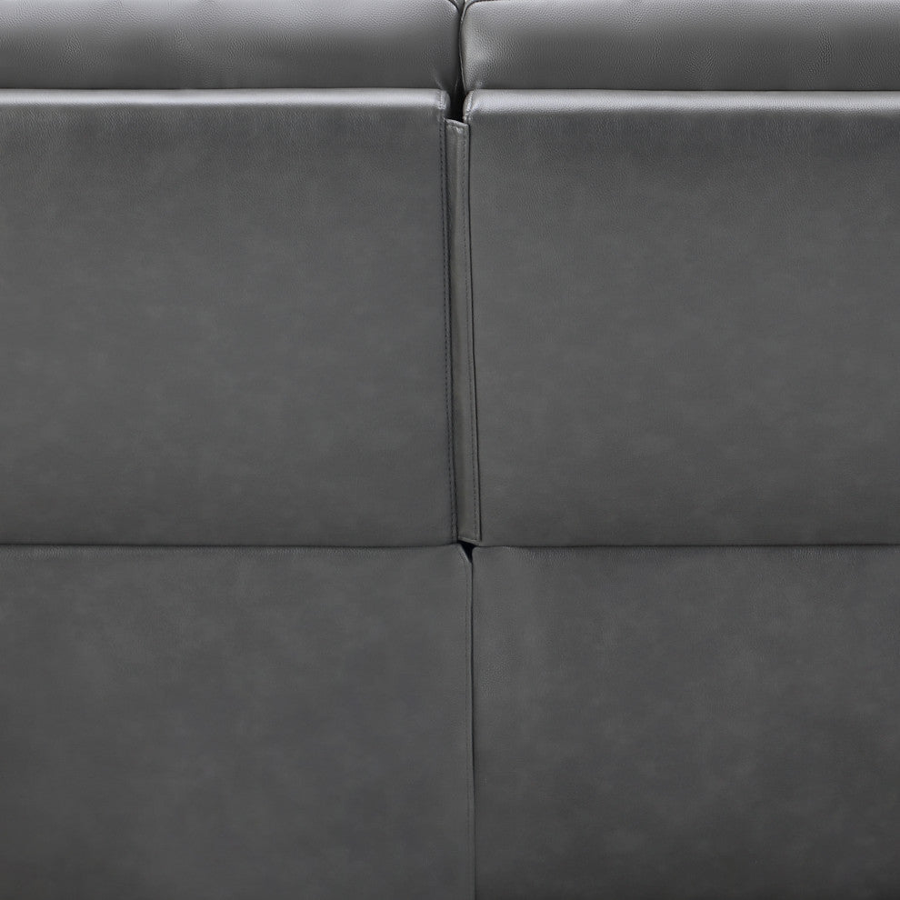 Rhodes Top-Grain Leather Manual Reclining Loveseat, Gray