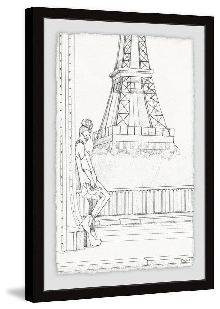 "Sketch of Eiffel" Framed Painting Print, 24"x36"