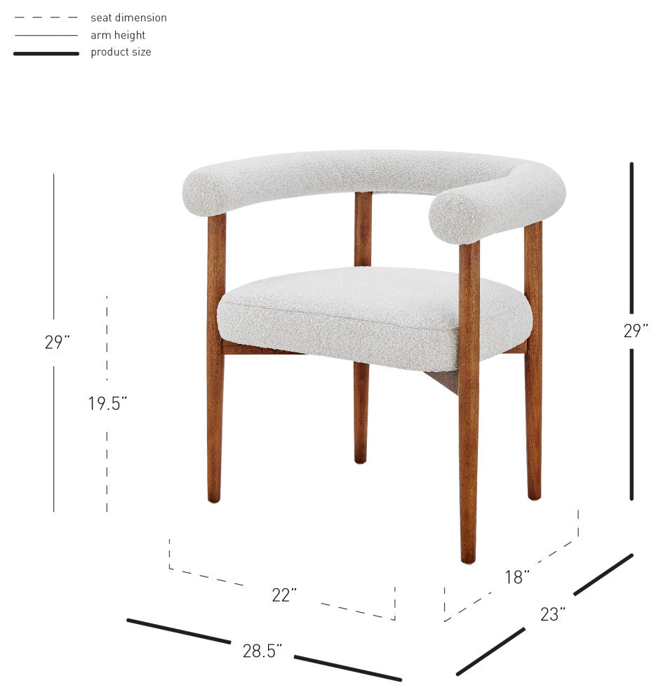 Keanu Fabric Dining Side Chair, Boucle Beige