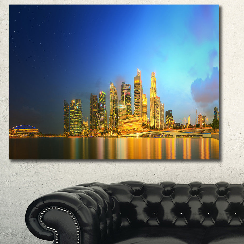 Singapore Skyline and Marina Bay, Large Cityscape Canvas Art Print, 60x40