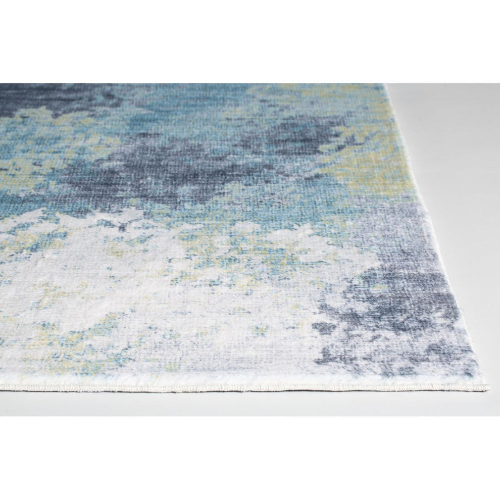 KAS Roxy 2806 Blue/Yellow Nebula Area Rug, 2'x7' Runner