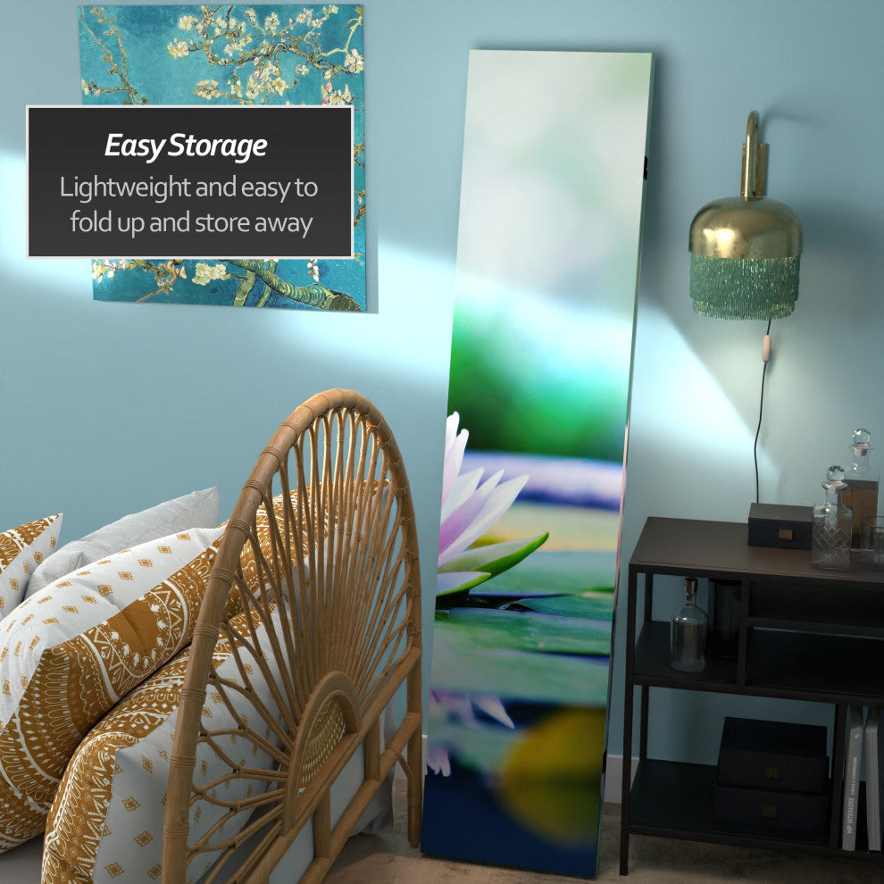 6' Tall Double Sided Lotus Blossom Canvas Room Divider