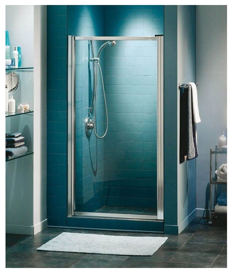 MAAX Pivolok Frameless Pivot Alcove Shower Door with Clear Glass, Chrome