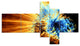 Fractal 3D Blue Brown Burst, Abstract Canvas Art Print, 60"x32", 5 panels