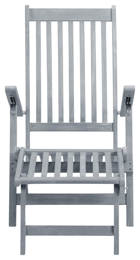 vidaXL Deckchair Lounge Chair with Footrest and Cushion Solid Acacia Wood